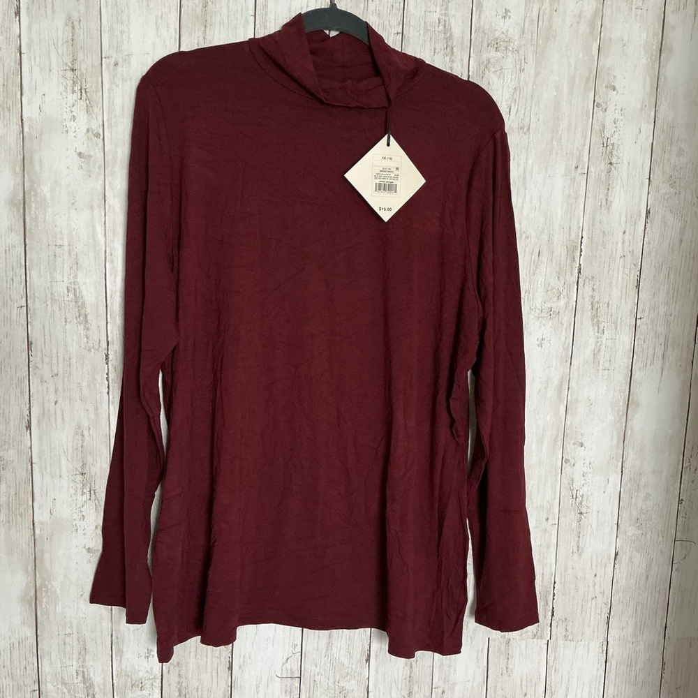 Ava & Viv Burgundy Long Sleeve Top